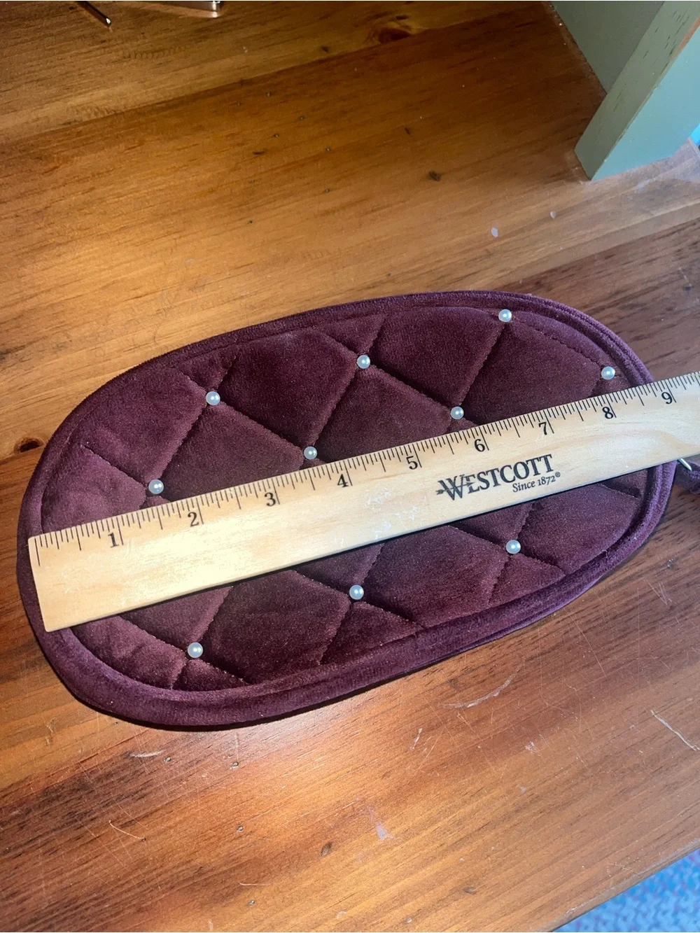 Quilted Velvet Wristlet Make Up Case Clutch in Plum